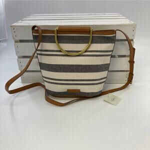 FOSSIL SMALL STRIPED CANVAS AND LEATHER CROSSBODY BAG (ASIS)